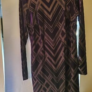 Vince Camuto purple  velvet long sleeved  dress